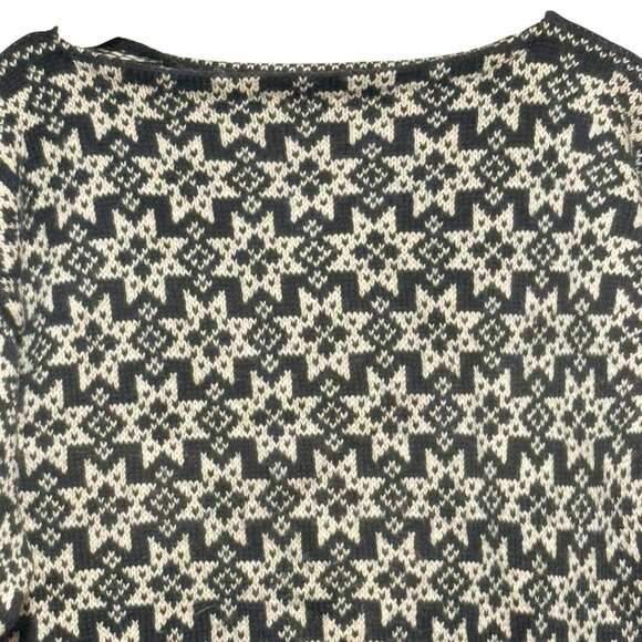 VTG VOSS Norwegian 100% Wool Ski Fair Isle Nordic Black Sweater Womens Medium - Picture 3 of 9